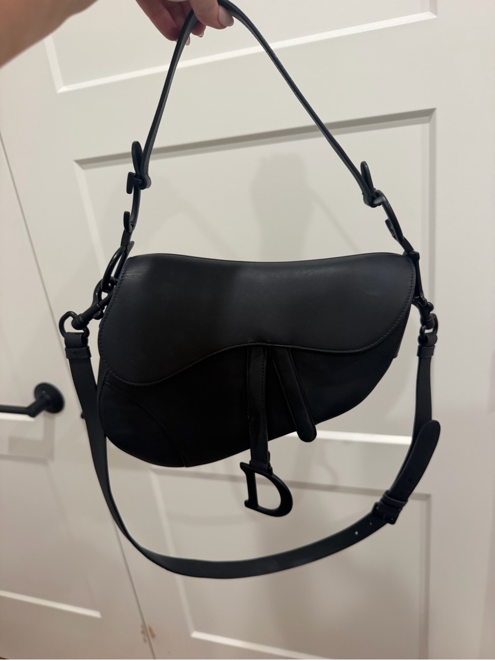 Dior Black Saddle Shoulder Bag with 'D' Charm